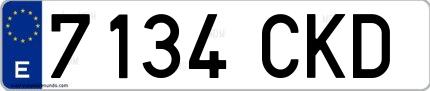 Ejemplo de matrícula española 7134 CKD