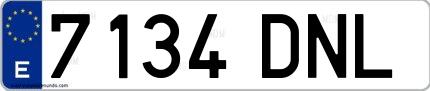 Ejemplo de matrícula española 7134 DNL