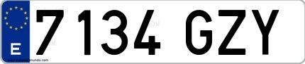 Ejemplo de matrícula española 7134 GZY