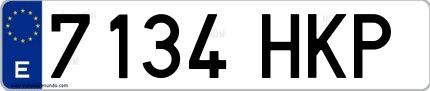 Ejemplo de matrícula española 7134 HKP
