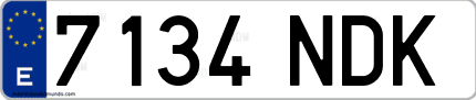Ejemplo de matrícula de coche ordinaria 7134 NDK