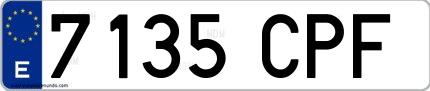 Ejemplo de matrícula española 7135 CPF