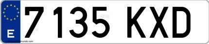 Ejemplo de matrícula española 7135 KXD