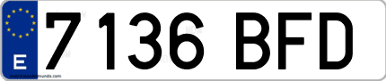 Ejemplo de matrícula de coche ordinaria 7136 BFD