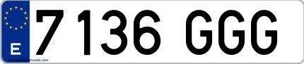 Ejemplo de matrícula española 7136 GGG