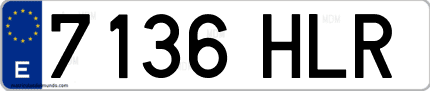 Ejemplo de matrícula de coche ordinaria 7136 HLR