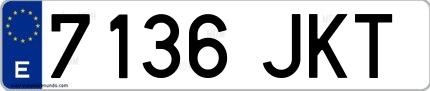 Ejemplo de matrícula española 7136 JKT