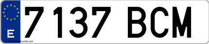 Ejemplo de matrícula de coche ordinaria 7137 BCM