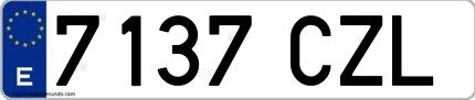 Ejemplo de matrícula española 7137 CZL