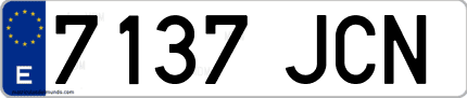 Ejemplo de matrícula de coche ordinaria 7137 JCN