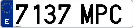 Ejemplo de matrícula de coche ordinaria 7137 MPC