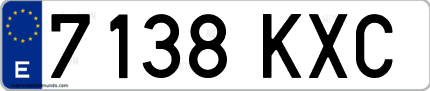 Ejemplo de matrícula de coche ordinaria 7138 KXC