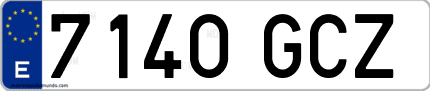 Ejemplo de matrícula de coche ordinaria 7140 GCZ