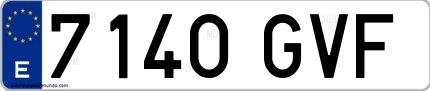 Ejemplo de matrícula española 7140 GVF