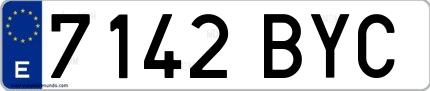 Ejemplo de matrícula española 7142 BYC