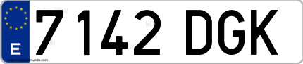 Ejemplo de matrícula de coche ordinaria 7142 DGK