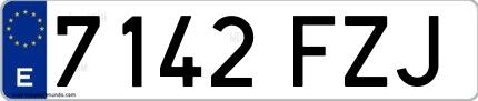 Ejemplo de matrícula española 7142 FZJ