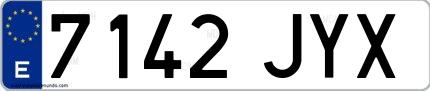Ejemplo de matrícula española 7142 JYX
