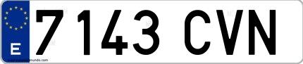 Ejemplo de matrícula española 7143 CVN
