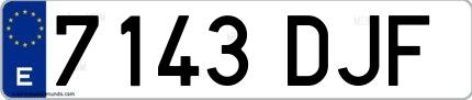 Ejemplo de matrícula española 7143 DJF