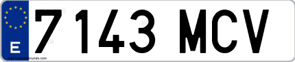 Ejemplo de matrícula de coche ordinaria 7143 MCV