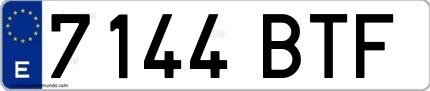 Ejemplo de matrícula española 7144 BTF