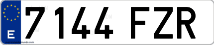 Ejemplo de matrícula de coche ordinaria 7144 FZR
