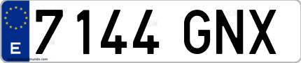 Ejemplo de matrícula de coche ordinaria 7144 GNX