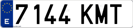 Ejemplo de matrícula de coche ordinaria 7144 KMT