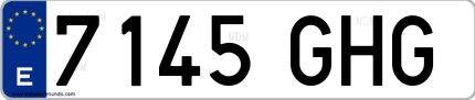 Ejemplo de matrícula española 7145 GHG