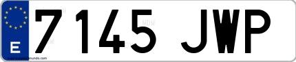 Ejemplo de matrícula española 7145 JWP