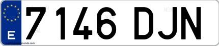 Ejemplo de matrícula española 7146 DJN