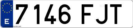 Ejemplo de matrícula de coche ordinaria 7146 FJT