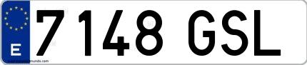 Ejemplo de matrícula española 7148 GSL