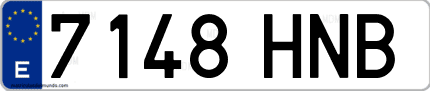 Ejemplo de matrícula de coche ordinaria 7148 HNB