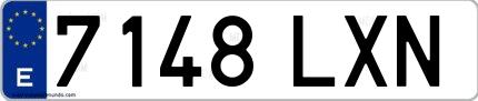 Ejemplo de matrícula española 7148 LXN