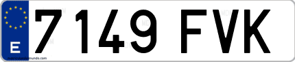 Ejemplo de matrícula de coche ordinaria 7149 FVK