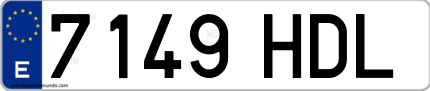 Ejemplo de matrícula de coche ordinaria 7149 HDL