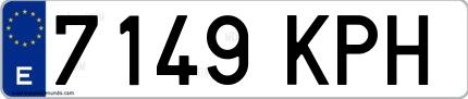 Ejemplo de matrícula española 7149 KPH