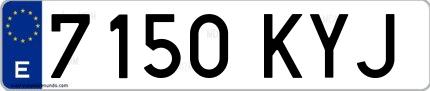 Ejemplo de matrícula española 7150 KYJ