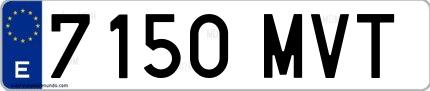 Ejemplo de matrícula española 7150 MVT