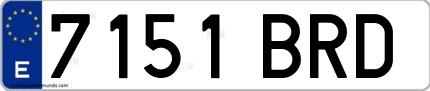 Ejemplo de matrícula española 7151 BRD