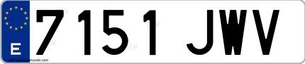 Ejemplo de matrícula española 7151 JWV