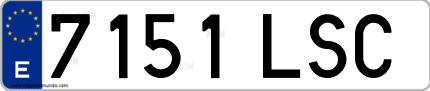 Ejemplo de matrícula de coche ordinaria 7151 LSC