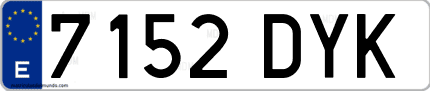 Ejemplo de matrícula de coche ordinaria 7152 DYK