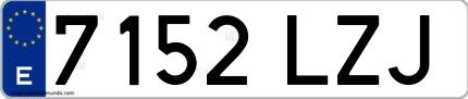Ejemplo de matrícula española 7152 LZJ