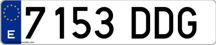 Ejemplo de matrícula de coche ordinaria 7153 DDG