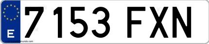 Ejemplo de matrícula española 7153 FXN