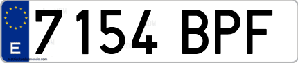 Ejemplo de matrícula de coche ordinaria 7154 BPF