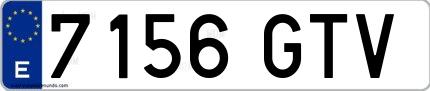 Ejemplo de matrícula española 7156 GTV